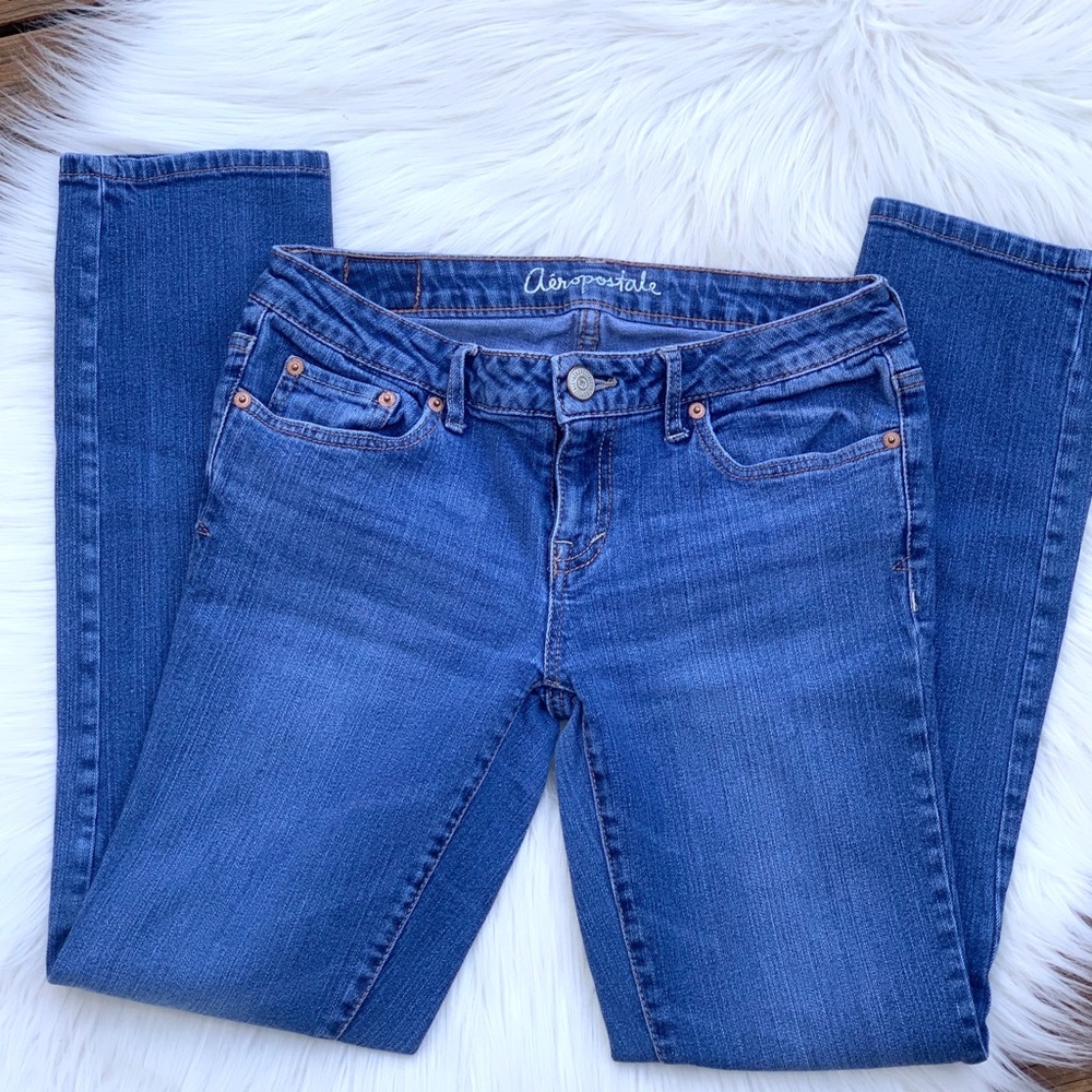Aeropostale Bayla Skinny Medium Wash Denim Jeans 4 Short